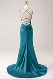 Dusty Sage Mermaid Spaghetti Straps Long Prom Dress