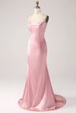 Blush Mermaid Spaghetti Straps Long Prom Dress