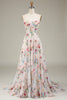 Load image into Gallery viewer, Tulle Strapless Sweep Train Ivory Long Prom Dress with Embroidery