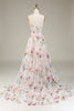 Load image into Gallery viewer, Tulle Strapless Sweep Train Ivory Long Prom Dress with Embroidery