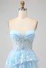 Load image into Gallery viewer, Princess A Line Sweetheart Lavender Corset Prom Dress with Tiered Lace