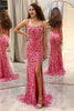 Load image into Gallery viewer, Hot Pink Sequins &amp; Beaded Mermaid Prom Dress with Slit