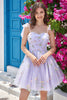 Load image into Gallery viewer, Grey Blue Short A-Line Graduation Dress With Embroidery