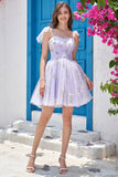 Sweetheart Champagne Short Prom Dress with Embroidery