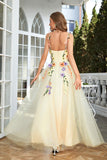 Elegant A Line Champagne Plus Size Prom Dress with Appliques