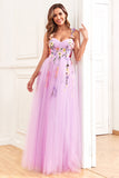 Champagne Spaghetti Straps Prom Dress With 3D Flowers