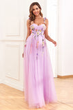 Green Spaghetti Straps Prom Dress With 3D Flowers