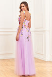 Green Spaghetti Straps Prom Dress With 3D Flowers