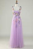 Champagne Spaghetti Straps Prom Dress With 3D Flowers