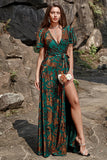 Burnout Velvet Dark Green Mother of the Bride Dress