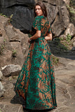 Burnout Velvet Dark Green Mother of the Bride Dress