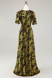 Burnout Velvet Golden Purple A Line Mother of the Bride Dress