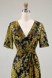 Burnout Velvet Golden Purple A Line Mother of the Bride Dress