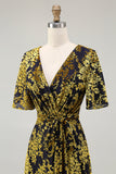 Burnout Velvet Golden Purple A Line Mother of the Bride Dress