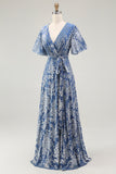 Burnout Velvet Golden Purple A Line Mother of the Bride Dress