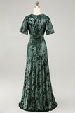 Burnout Velvet Dark Green Mother of the Bride Dress