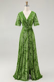 Burnout Velvet Dark Green Mother of the Bride Dress