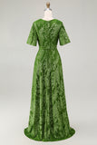 Burnout Velvet Dark Green Mother of the Bride Dress