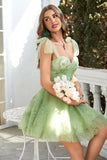 Sweetheart Green A Line Tulle Cocktail Dress
