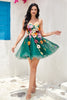 Load image into Gallery viewer, Champagne Strapless Graduation Dress with 3D Flowers