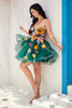 Load image into Gallery viewer, Champagne Strapless Graduation Dress with 3D Flowers