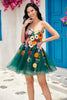 Load image into Gallery viewer, Champagne Strapless Graduation Dress with 3D Flowers