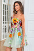 Load image into Gallery viewer, Champagne Strapless Graduation Dress with 3D Flowers