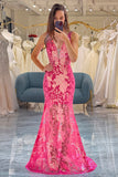 Fuchsia Mermaid Prom Dress with Sequins