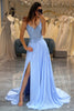 Load image into Gallery viewer, A-Line Lavender Long Prom Dress with Appliques