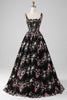 Load image into Gallery viewer, Charming A Line Square Neck Black Corset Prom Dress with Appliques