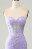 Load image into Gallery viewer, Stylish Mermaid Sweetheart Light Blue Corset Prom Dress with Appliques