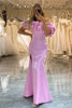 Load image into Gallery viewer, Mermaid Off the Shoulder Pink Prom Dress with Ruffles
