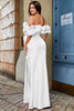 Load image into Gallery viewer, Mermaid Off the Shoulder White Prom Dress with Split Front