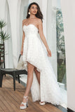 White High Low Flower Sweetheart Graduation Party Dress