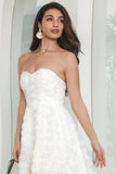 White High Low Flower Sweetheart Graduation Party Dress