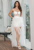 Load image into Gallery viewer, White High Low Ruffled Corset Engagement Party Dress with Lace