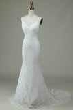 Ivory Mermaid Lace Backless Wedding Dress