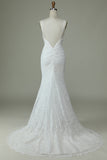 Ivory Mermaid Lace Backless Wedding Dress