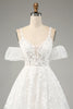 Load image into Gallery viewer, Ivory A-Line Tulle Spaghetti Straps Wedding Dress with Appliques