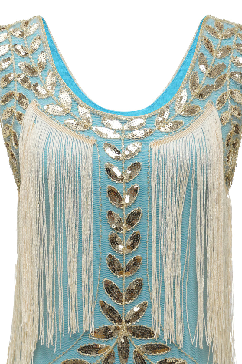 Load image into Gallery viewer, Plus Size Champagne Gatsby 1920s Flapper Dress with Sequins and Fringes
