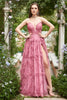 Load image into Gallery viewer, Purple Sweetheart Floral Chiffon A-Line Prom Dress with Ruffles