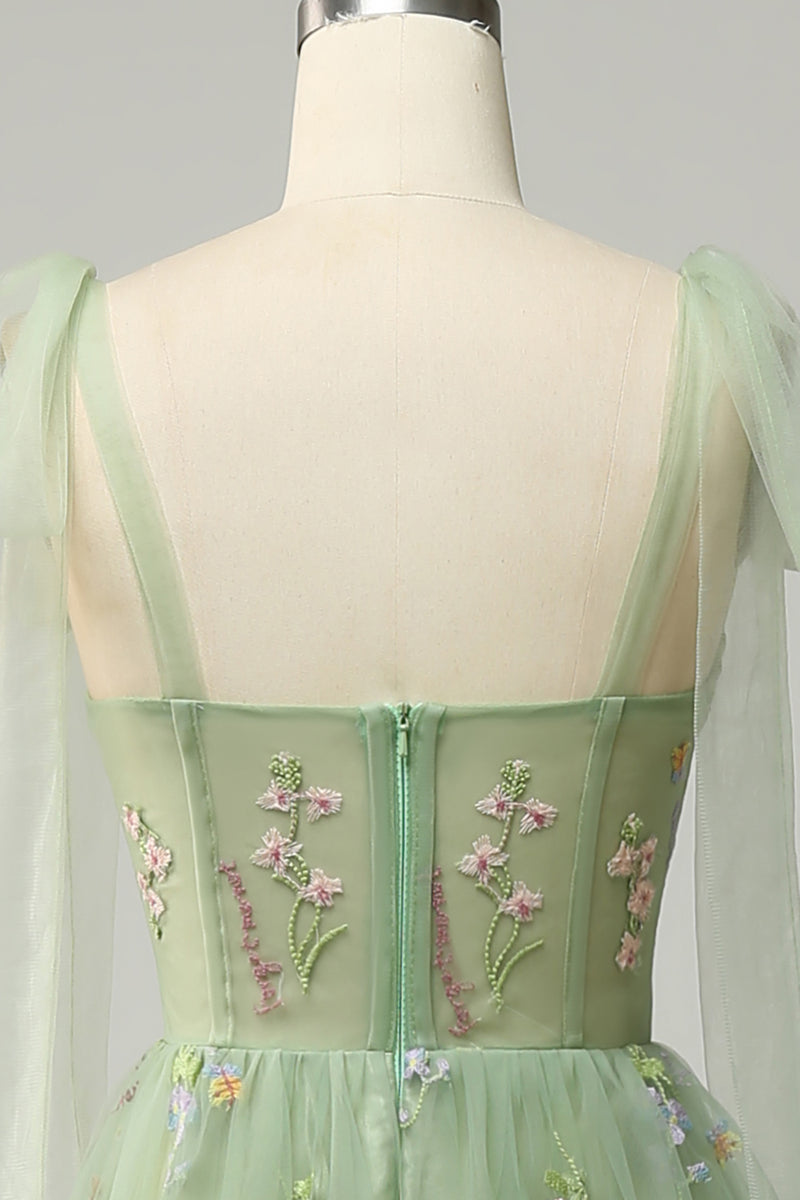 Embroidered tulle and stretch-jersey bustier