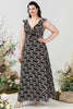 Load image into Gallery viewer, A Line V Neck Black Plus Size Bridesmaid Dress with Ruffles