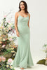 Load image into Gallery viewer, Sage Green Mermaid Draped Bridesmaid Dress