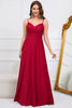 Load image into Gallery viewer, A Line Spaghetti Straps Burgundy Long Bridesmaid Dress