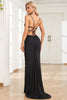 Load image into Gallery viewer, Mermaid Spaghetti Straps Black Plus Size Prom Dress with Keyhole