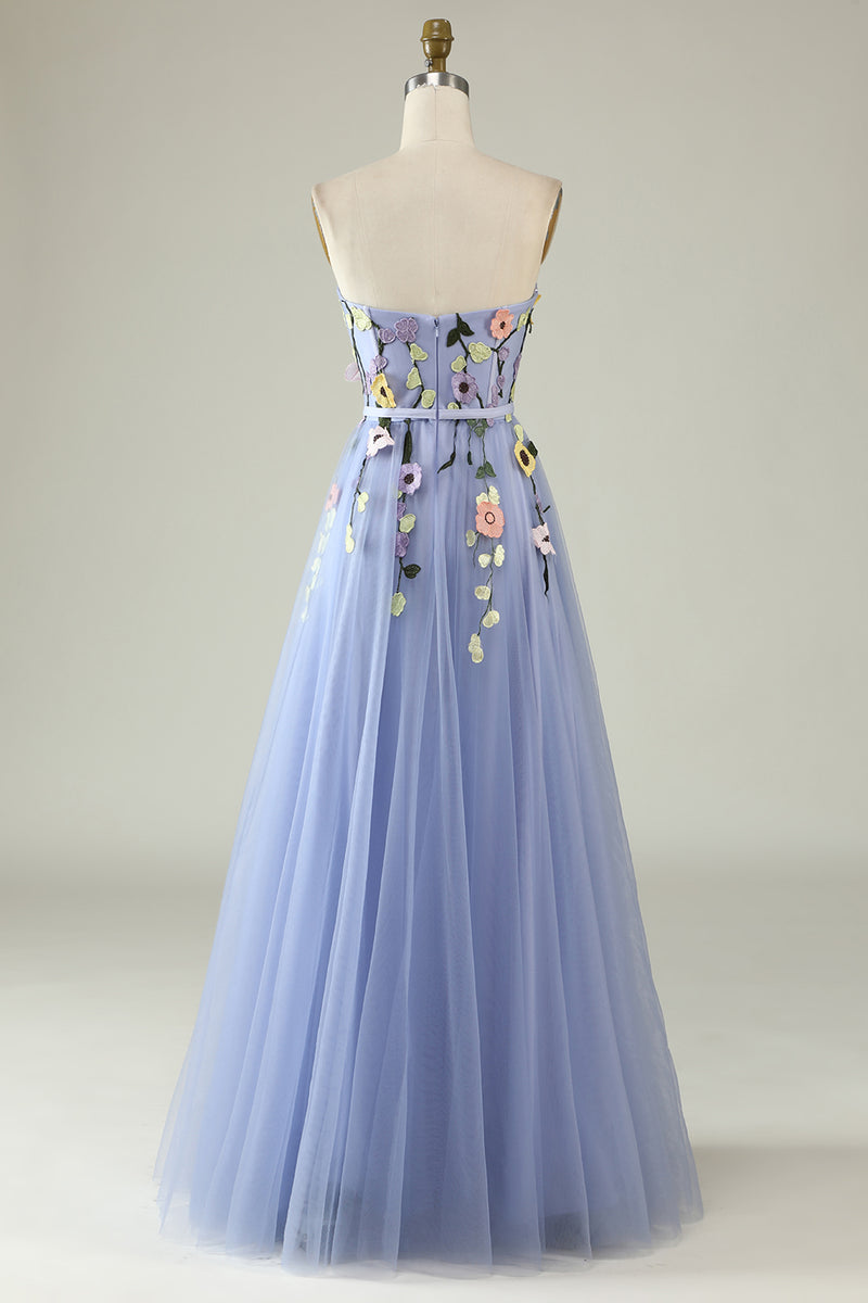 Load image into Gallery viewer, A Line Sweetheart Lavender Long Prom Dress with Appliques