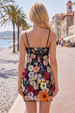Black Spaghetti Straps Sheath Graduation Dress with 3D Flowers