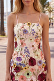 Black Spaghetti Straps Sheath Graduation Dress with 3D Flowers