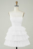 Load image into Gallery viewer, Sparkly Corset Tiered Little White Dress
